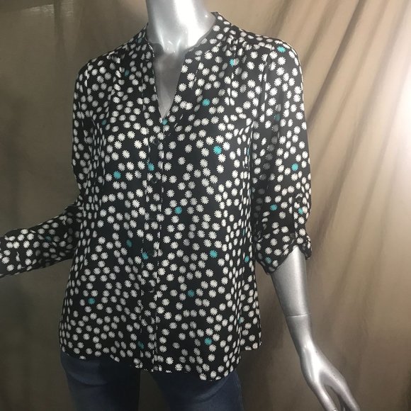 Alfani Women's Size 6 Small Blouse Floral Polka Dot Print Tunic High Low Top - Picture 5 of 15